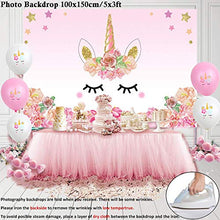 Load image into Gallery viewer, 176 PCs Unicorn Party Supplies Birthday Decorations Paper Plates Cups Napkins Straws Reusable Cutlery Table Cloth Bags Hats Backdrop Banner Balloons Unicorn Party Decorations for Girls 16 Guests