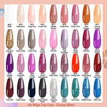 Load image into Gallery viewer, Lavender Violets 42 Pieces Gel Nail Polish Set with Glossy & Matte & Diamond & Glow in the Dark Top Coat and Base Coat - Fall and Winter Colors White Pink Red Blue Soak-off UV LED Gel Shades C952