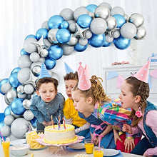 Load image into Gallery viewer, Balloons Arch Garland Kit, Metal Blue Grey Balloon Garland Kit Balloon Arch, Latex Party Balloons with Metal Silver Star Balloon for Birthday Baby Shower Graduation Wedding Party Decorations Supplies