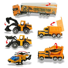 Load image into Gallery viewer, jenilily Construction Toy Vehicle Cars Model Trucks, Transporter Truck Mini Excavator Digger Dumper Tractor for Kids boys Age 3+ (yellow)