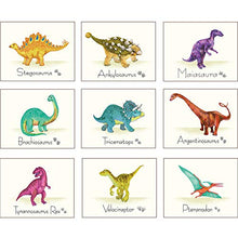 Load image into Gallery viewer, Outus 9 Pieces Dinosaur Wall Art Prints Dinosaurs Poster Wall Decals with Unframed Pictures Dinosaur Birthday Gift for Nursery and Kids Room Decorations