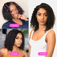 Load image into Gallery viewer, S-noilite Brazilian Curly Virgin Human Hair Wigs Short Bob Deep Wave Natural Black None Lace Wig Adjustable Cap for Women (12" human hair)