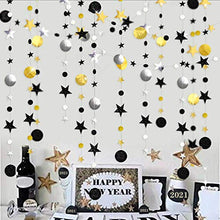 Load image into Gallery viewer, 52 Fts Black Silver Gold Twinkle Little Star Party Garlands Kit Metallic Glitter Full Moon Star Circle Garland Streamer Bunting Banner for Merry Christmas Xmas Birthday Graduation EID Ramadan