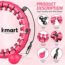 Load image into Gallery viewer, K-MART Smart Hula Ring Hoops, Weighted Hula Circle 24 Detachable Fitness Ring with 360 Degree Auto-Spinning Ball Gymnastics, Massage, Adult Fitness for Weight Loss (Pink)