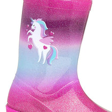 Load image into Gallery viewer, Zone - Kids Pink & Blue Unicorn Glitter Welly - Size 11 Child UK - Multicolour