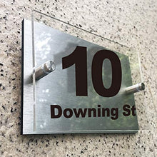 Load image into Gallery viewer, House Sign Plaque Door Number Name Road Plaque Personalised Modern Glass Effect Acrylic Aluminium Sign Hand Finished in UK