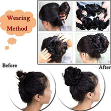 Load image into Gallery viewer, Hair Bun Extensions Messy Wavy Curly Donut Scrunchie Hairpiece Accessories 45G Thicker Chignons Fluffy Updo Pony Tail Synthetic, Wine Red