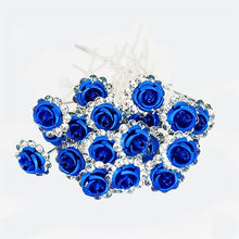 Load image into Gallery viewer, Wedding Hair Accessories Bridal Rhinestone & Pearl Flower Hair Pins U Shaped Crystal Hair Grips Hair Clips for Bridesmaid,Women,Girls,Kids Bobby Pins for Braids,Thick Hair(40PCS/Blue)