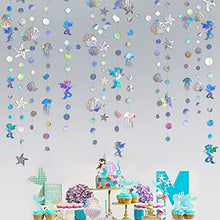 Load image into Gallery viewer, 52Ft Iridescent Mermaid Party Decorations Bubble Pearl Starfish Seashell Jellyfish Garland Holographic Paper Bunting Streamers for Kids Birthday Baby Shower Ocean Little Mermaid Under The Sea Decor