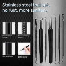 Load image into Gallery viewer, Blackhead Remover Tool,JOLIFILE 7pcs Pimple Popper Tool Kit,Acne Comedone Extractor Tools with Tweezers for Nose Face Blemish Whitehead Popping-Black