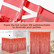 Load image into Gallery viewer, GRESAHOM Red Foil Fringe Curtain 3ft x 8.3ft, 1 Pack Red Metallic Tinsel Curtain Birthday Decorations, Foil Curtain for Birthday Graduation Wedding Engagement Bridal Shower Bachelorette Holiday Party