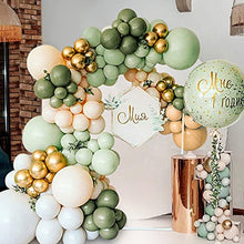 Load image into Gallery viewer, Balloon Arch Sage Green,Balloon Garland Arch Kit Avocado Green Mint Green White Gold Latex Balloons Pack 103pcs for Birthday Baby Shower Wedding Jungle Safari Party Graduation Decorations
