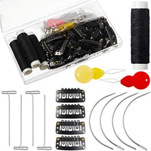 Load image into Gallery viewer, 85 Pieces Hair Extensions Clip Wig Making Set, Includes 50 U-Shape Snap Clips, 10 Curved Needles, 20 T-Pins, 3 Rolls Weaving Thread, 2 Needle Threader for Wig Making Hair Extensions
