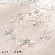 Load image into Gallery viewer, Zoestar Bride Wedding Hair Vine Crystal Flower Headband Bridal Pearl Hair Piece Accessories for Women and Girls (Silver)