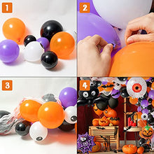 Load image into Gallery viewer, Random 1 Style Halloween Balloon Arch Garland Kit for Happy Halloween Party Decoration Haunted House Balloon Decor Set Eyeball Spooky Spider Web Bat Pumpkin Latex Black Orange Purple Balloons