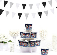Load image into Gallery viewer, Black White Silver Pennant Banner,2 Pack Glitter Sprinkles Paper Triangle Flags, Birthday Graduation 2021 Fathers Day Wedding Baby Shower Party Decorations Bunting Lasting Surprise