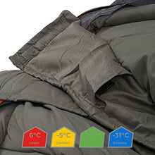Load image into Gallery viewer, Highlander Echo Adults Mummy Sleeping Bag 3 Season, 3-4 Season & 4 Season - Thick Technical Spiral Insulation, Water Resistant Coating, Double Layer Filling with Compression Carry Bag - Great for Camping, Fishing, Backpacking, Outdoors, Bushcraft