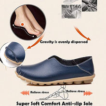 Load image into Gallery viewer, Women's Leather Shoes Loafers Moccasins Casual Slip On Flats Driving Shoes Boat Shoes Size Dark-Blue UK6,5=CN41