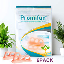 Load image into Gallery viewer, Promifun Gel Toe Separators, 6 Pack of Toe Spacers, Toe Straightener for Men and Women, Bunions, Hammer Toe, Overlapping Toe, Claw Toes, Reduce Foot Pain