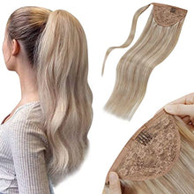 Load image into Gallery viewer, LaaVoo Blonde Highlight Ponytail Human Hair Extensions 14inch Remy Hair Extensions Highlighted Blonde Pony Tail Extensions Blonde Real Hair Ponytail Hair Extension Blonde 100% Remy Human Hair 70g