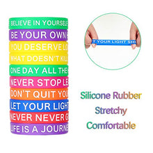 Load image into Gallery viewer, 60 Pieces Motivational Quote Rubber Wristbands Colored Inspirational Silicone Bracelets Stretch Unisex Wristbands for Women Men Teen Gifts, 20 Styles