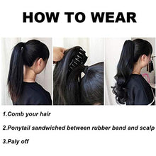 Load image into Gallery viewer, 21 Inch Long Claw Clip in Ponytail Synthetic Natural Straight Thick Hair Extensions Pony Tail for Women with a jaw Claw Light Brown