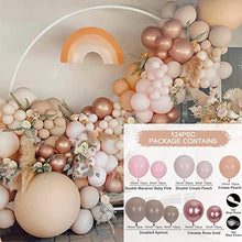 Load image into Gallery viewer, Apricot Balloon Arch Garland Kit, 124 Pcs Double Macaron Baby Pink Cream Peach and Chrome Rose Gold Latex Balloons for Boy Girl, Boho Wedding Birthday Party Bridal and Baby Shower Decorations