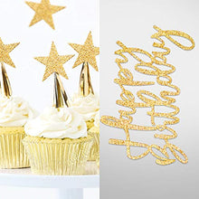 Load image into Gallery viewer, iZoeL 2 Sets Gold Cake Decoration Gold Cake Topper Happy Birthday Banner Confetti Balloon Stars Heart Cake Topper for Man Boys Women Girls Gold Theme Birthday Party Decor Hen Party(Gold)