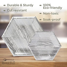 Load image into Gallery viewer, Party Disposable 36 PC DINNERWARE Set Dinner 18 Side Heavyweight Paper Plates | Hexagon Design | for Upscale Wedding and Dining (Wood Collection – Silver)