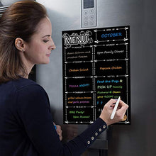 Load image into Gallery viewer, Fridge Dry Erase Board Calendar, Alaman Magnetic Refrigerator Dry Eraser Weekly Menu Meal Planner Family Calendar Organiser 16" x 12" Weekly Menu Planner with Grocery List and Notes (Black)