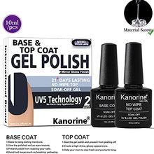Load image into Gallery viewer, Kanorine UV LED Soak Off Gel Nail Polish Top Coat and Base Coat Set of 2 x 10ml Each(Base & No Wipe Top Coat)