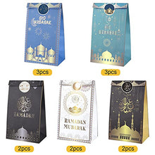 Load image into Gallery viewer, PLULON 12 Pieces Eid Mubarak Party Favor Bag with Stickers, Eid Mubarak Paper Bags, Eid Sweet Candy Gift Bags for Eid Muslim Ramadan Mubarak Decorations Supplies 2021