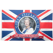 Load image into Gallery viewer, Tanness 5ft X 3ft Queens Platinum Jubilee Union Jack Flag Featuring Her Majesty The Queen - Platinum Jubilee 2022 Decorations British Flag for Home Outdoor Decor (V1)
