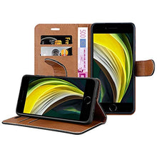 Load image into Gallery viewer, iCatchy For iPhone SE 2022 Case SE 2020 Case, iPhone 8 Case iPhone 7 Case Leather Wallet Book Flip Folio Stand View Case Compatible with iPhone se 2022/2020 Phone Case Cover (Black)
