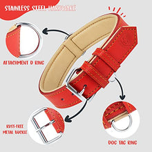 Load image into Gallery viewer, Riparo Genuine Leather Padded Dog Heavy Duty K-9 Adjustable Collar (L: 3.8CM Wide for 45.7CM - 53.3CM Neck, Red)