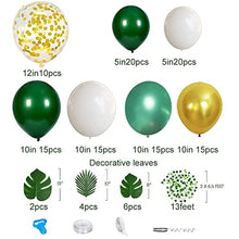 Load image into Gallery viewer, 128 PCS Jungle Theme Safari Decorations with Green Balloon Garland Arch Backdrop, Tropical Leaves Decoration, Ivy Vines, Birthday Party Supplies for Boy or Girl (green)