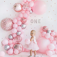 Load image into Gallery viewer, PartyWoo Balloons Pink Silver 60 Pieces 12 Inch Balloons Pink Silver Balloons White Glitter Balloons Pink Silver for Baby Party Decoration Baby Shower Decoration Girl Luftballons Rosa Silber