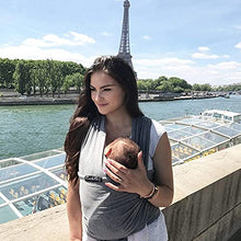 Load image into Gallery viewer, CuddleBug Baby Wrap Sling + Carrier - Newborns & Toddlers up to 36 lbs - Hands Free - Gentle, Stretch Fabric - Ideal for Baby Showers - One Size Fits All (Grey)