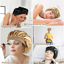 Load image into Gallery viewer, Large Satin Bonnet, KissDate 2Pack Big Silk Bonnet Sleep Cap with Elastic Soft Band, Night Sleeping Cap Silk Hair Bonnet for Woman Girl Long Black Curly Hair