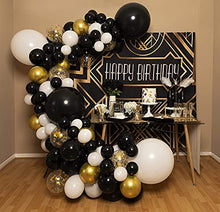 Load image into Gallery viewer, caicainiu Black White Gold Balloon Garland Kit Arch for New Year Graduation or Birthday Black and White Balloons with Gold Confetti Party Decorations for Retirement Anniversary Decor Prom Fathers Day