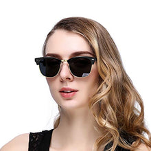 Load image into Gallery viewer, KANASTAL 2 Pairs Semi Rimless Polarized Sunglasses for Mens Womens, Designer Fashion Black Sunglasses Women Horn rimmed Sunglasses UV Protection-Black Lens