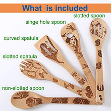 Load image into Gallery viewer, 5 PCS Star War Burned Wooden Spoons Cooking Organic Spoons Turners Carved Spatulas Non-Stick for Cookware Kitchen Gadgets - Premium Quality Gifts for Housewarming and Wedding