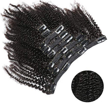 Load image into Gallery viewer, Isheeny Afro Kinky Curly Clip in Hair Extensions for Black Women Human Hair 8pcs 120g Curly Hair Extensions Clip Ins (1 Bundles 20 inch, Natural Black)