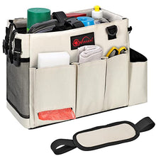 Load image into Gallery viewer, Vinsani Cleaning Caddy Multifunctional Storage Organiser Bag with Handle and Adjustable Waist and Shoulder Straps for Cleaning Supplies, Home, Craft, Car and Garden Tool Kit
