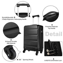 Load image into Gallery viewer, Kono Cabin Luggage Hard Shell ABS Carry-on Suitcase with 4 Spinner Wheels and Dial Combination Lock(Black)