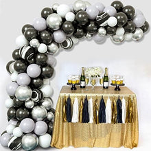 Load image into Gallery viewer, Black Balloon Arch Kit, 98pcs Chrome Silver Gray Agate Black and White Latex Balloon Garland Arch for Men Women Birthday Wedding New Year Halloween Graduation or Retirement Party