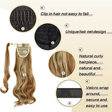 Load image into Gallery viewer, FXTYK 24 inches Wrap Around Ponytail Clip in Hair Extensions Long Straight Hairpiece Synthetic hair-Natural Black