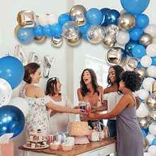 Load image into Gallery viewer, TAZYIN Balloon Arch Kit Blue, White Balloon Garland -125 PCS For Birthday Decorations, Silver Balloons with Strip, Knotter for Birthday Party Boy & Girl, Wedding Bridal Engagement, Baby Shower