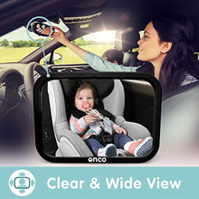 Load image into Gallery viewer, Onco Baby Car Mirror - 100% Shatterproof Baby Car Mirror for Back Seat - Drive Safe and Monitor Your Child - Essential Baby Accessories for New Parents - Winner of MadeForMums Awards