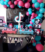 Load image into Gallery viewer, Heboland Music Theme Balloon Garland Arch Kit for Girls Ladies Birthday Decorations Party Supplies,Tik Tok 105Pcs Hot Pink Black Tiffany and Music Note Foil Balloons